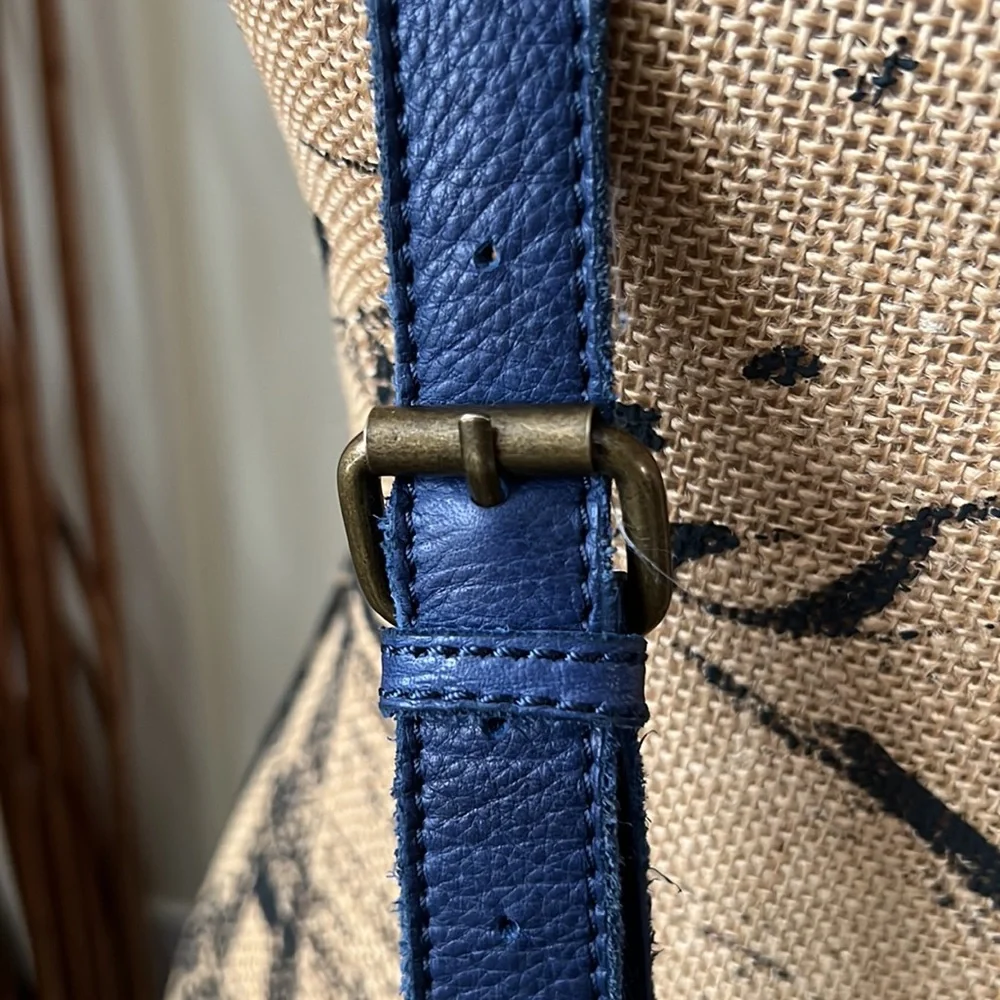 Lucky Brand Blue Fringed Leather Shoulder Bag